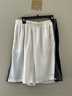R(P)EX Men’s Athletic Basketball Shorts White Black Gray Mesh Size Large